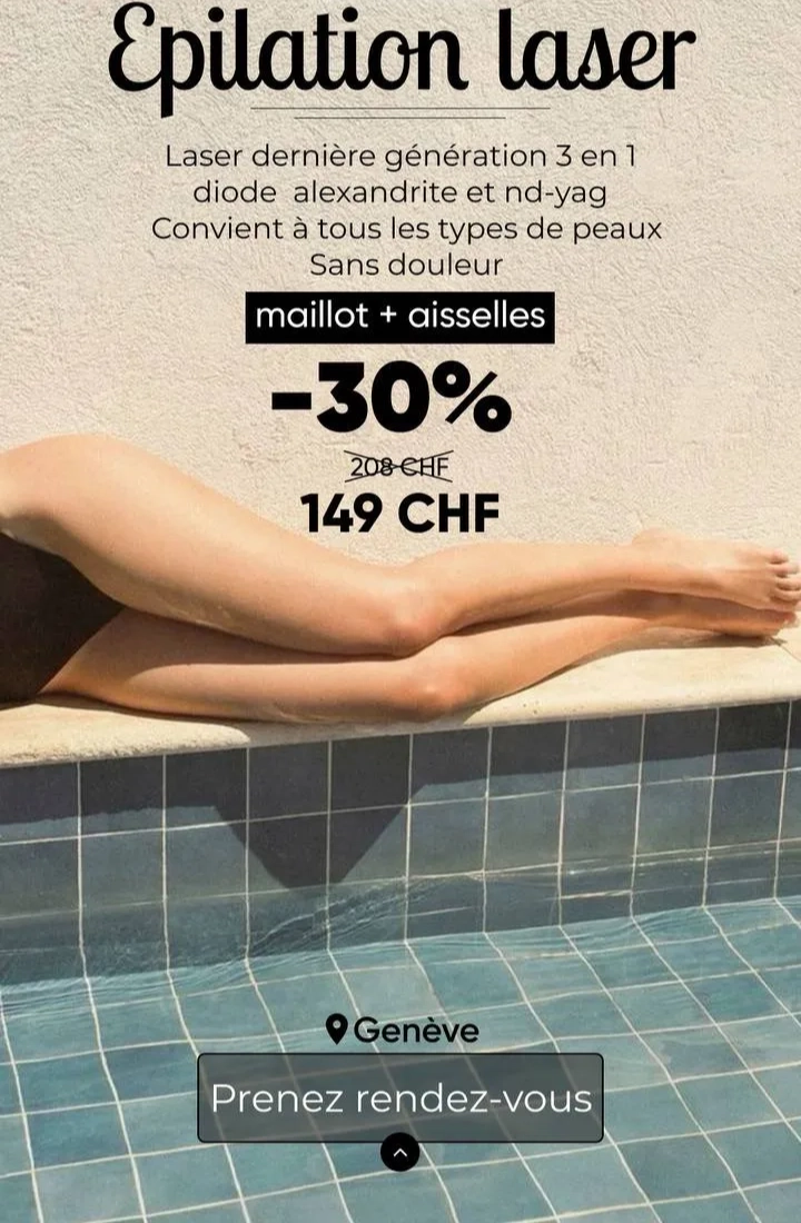 Kreacja Meta Ads — depilacja laserowa w Genewie