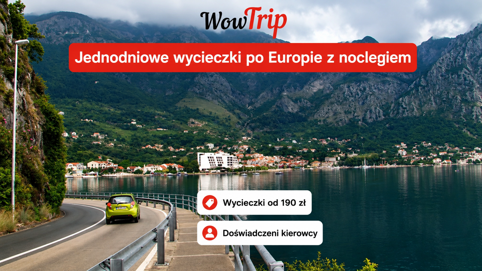 Kreacja Meta Ads — wycieczki po Europie z noclegiem